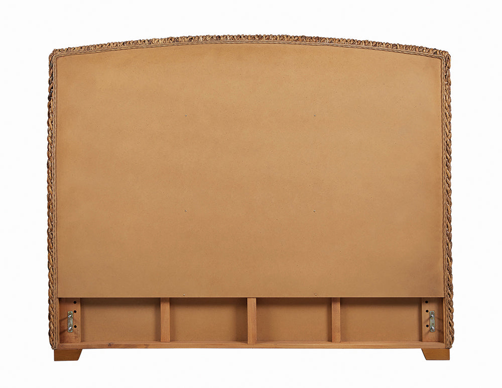 Alden Woven Banana Leaf Queen Panel Headboard Amber