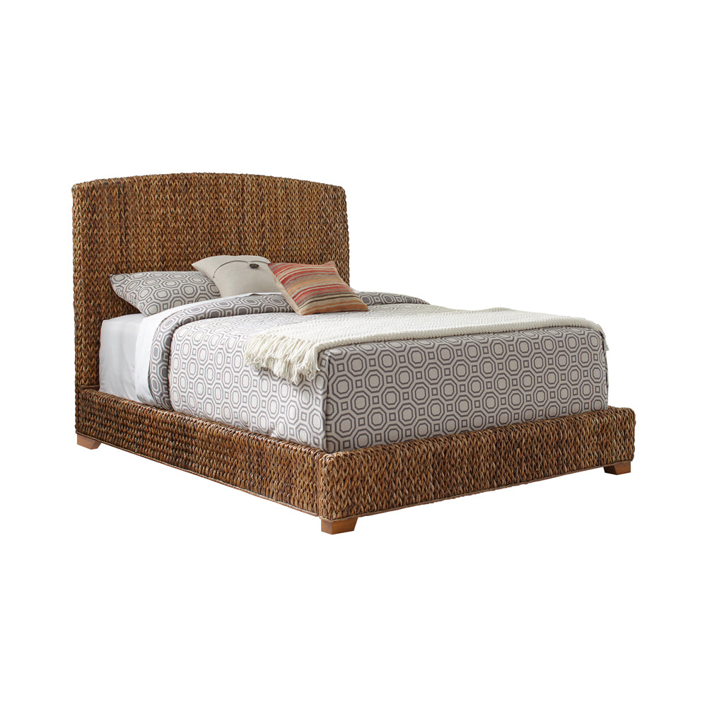 Orlando Banana Leaf Queen Panel Bed Amber