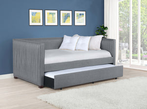 Reed Upholstered Twin Daybed with Trundle Grey