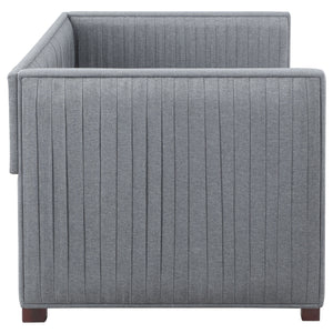 Reed Upholstered Twin Daybed with Trundle Grey