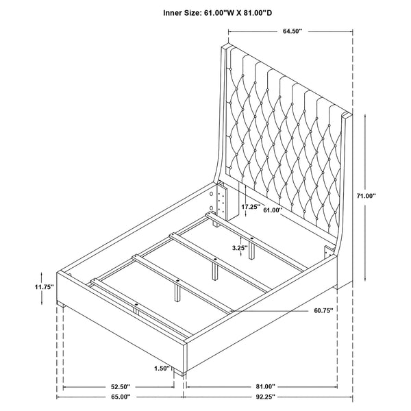 Elise Upholstered Queen Panel Bed Grey