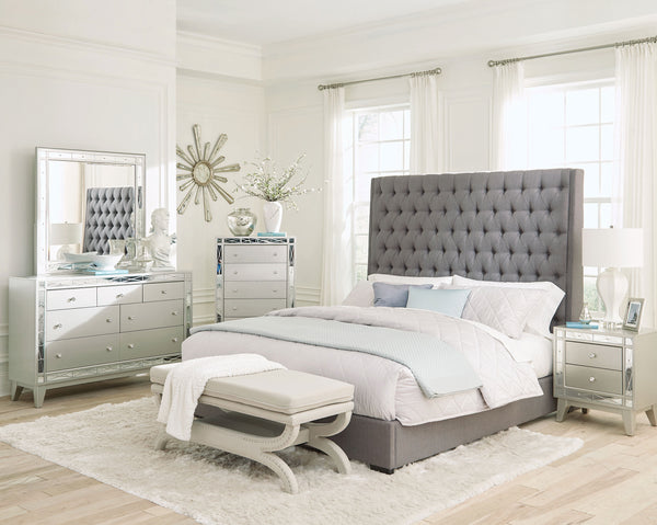 Elise Upholstered Queen Panel Bed Grey