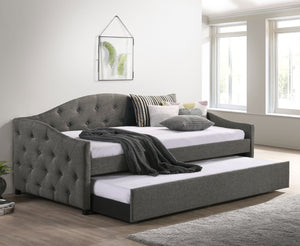 Tessa Upholstered Twin Daybed with Trundle Grey