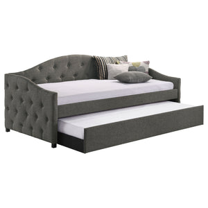 Tessa Upholstered Twin Daybed with Trundle Grey