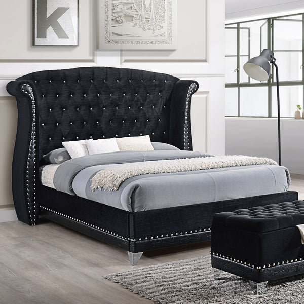 Lysandra Upholstered Queen Wingback Bed Black