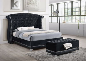 Lysandra Upholstered Queen Wingback Bed Black