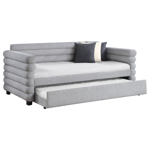 Avery Boucle Upholstered Twin Day Bed with Trundle Grey