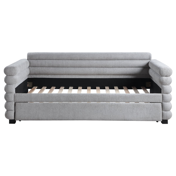 Avery Boucle Upholstered Twin Day Bed with Trundle Grey