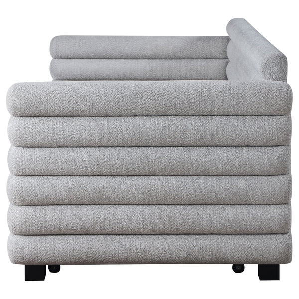 Avery Boucle Upholstered Twin Day Bed with Trundle Grey