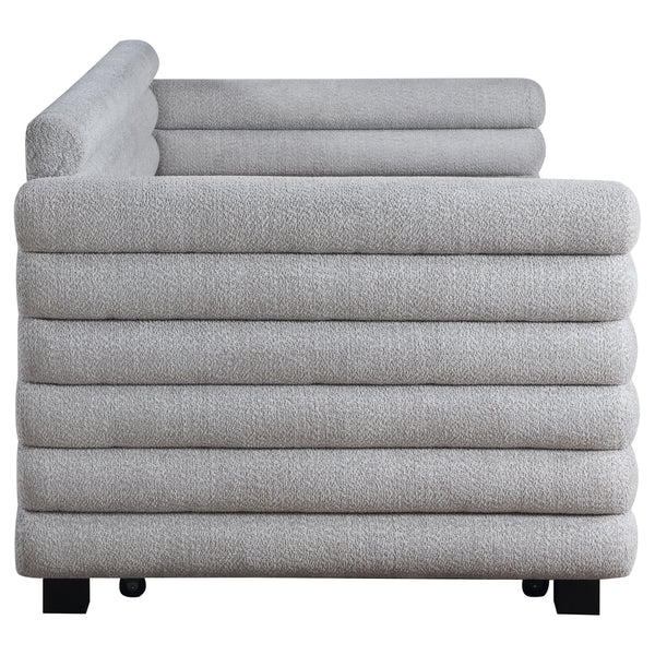 Avery Boucle Upholstered Twin Day Bed with Trundle Grey