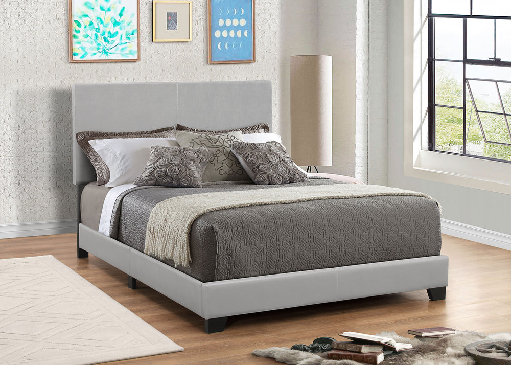 Savannah Faux Leather Upholstered Queen Panel Bed Grey