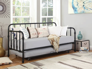 Sierra Metal Twin Daybed with Trundle Black