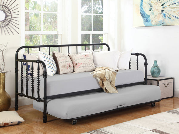 Sierra Metal Twin Daybed with Trundle Black