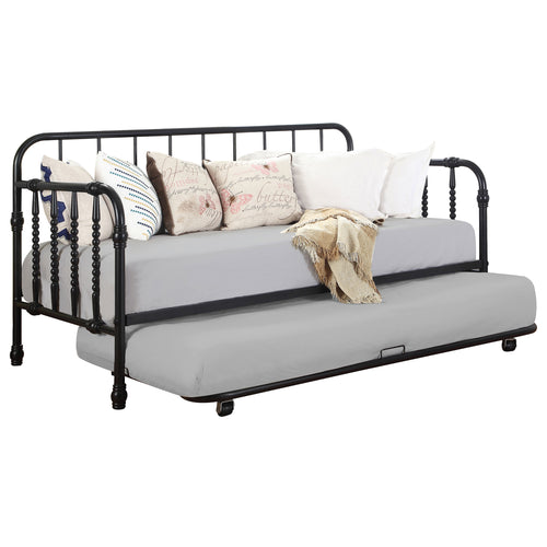 Sierra Metal Twin Daybed with Trundle Black