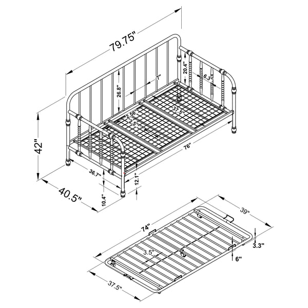 Sierra Metal Twin Daybed with Trundle Black