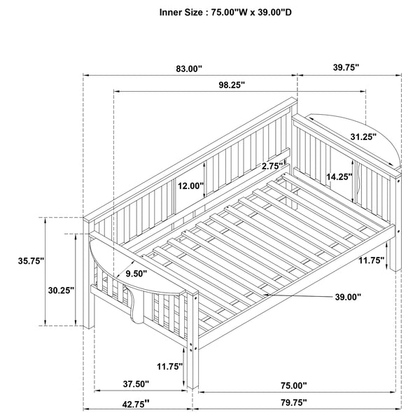 Marina Wood Twin Daybed with Drop-down Tables White