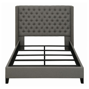 Ludlow Upholstered Queen Wingback Bed Grey