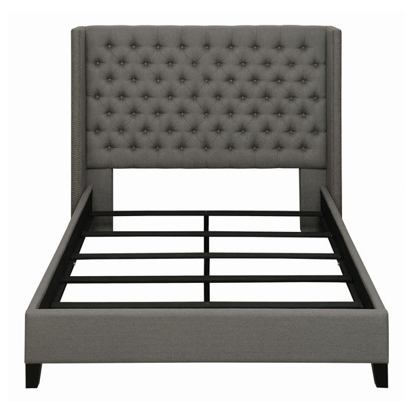 Ludlow Upholstered Queen Wingback Bed Grey