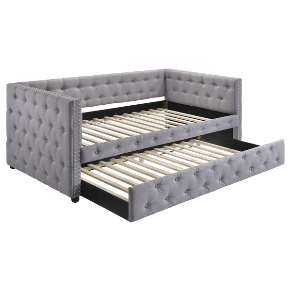 Elliot Upholstered Twin Daybed with Trundle Grey