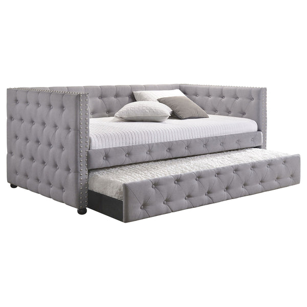 Elliot Upholstered Twin Daybed with Trundle Grey