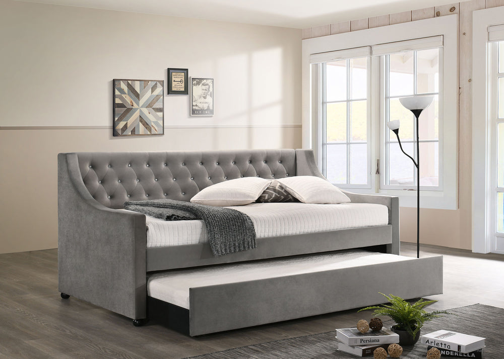 Briarwood Upholstered Twin Daybed with Trundle Grey