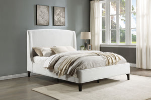 Everhart Upholstered Queen Wingback Bed Snow