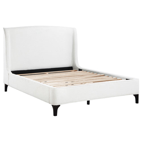 Everhart Upholstered Queen Wingback Bed Snow