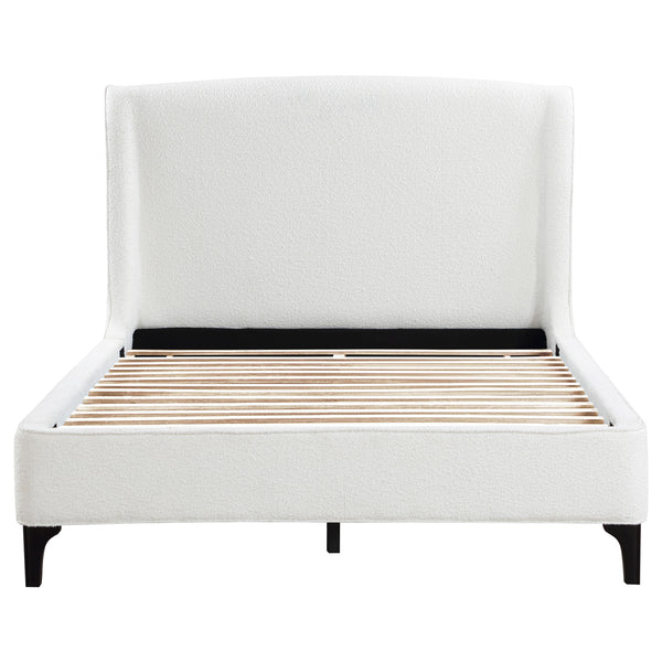 Everhart Upholstered Queen Wingback Bed Snow