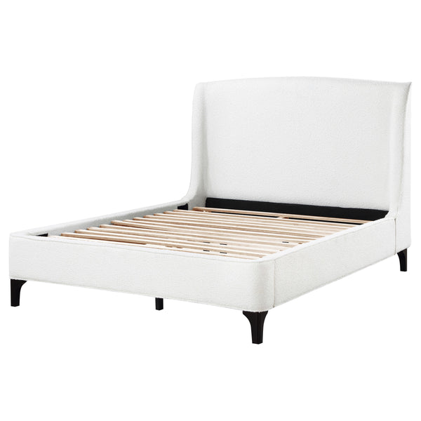 Everhart Upholstered Queen Wingback Bed Snow