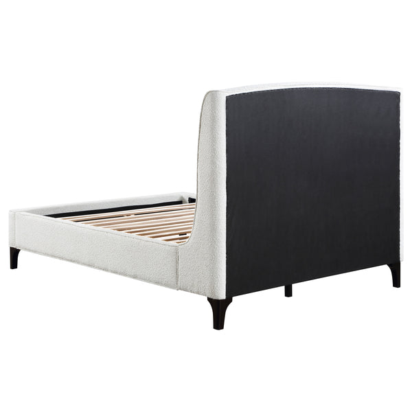 Everhart Upholstered Queen Wingback Bed Snow