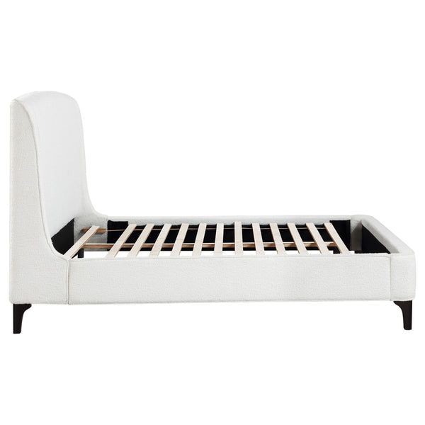 Everhart Upholstered Queen Wingback Bed Snow