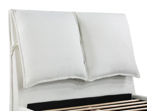 Everhart Upholstered Queen Wingback Bed Snow