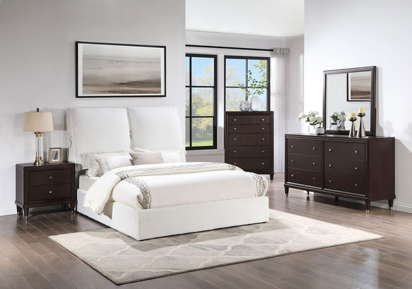 Celeste Upholstered Queen Panel Bed White