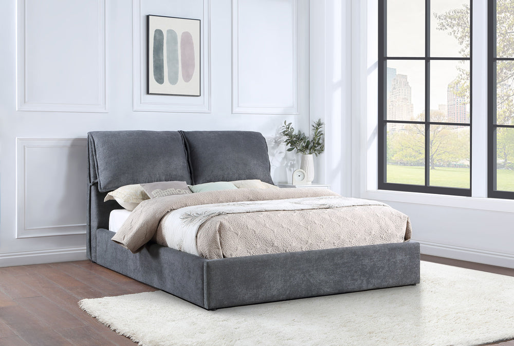 Isla Upholstered Queen Panel Bed Dark Grey