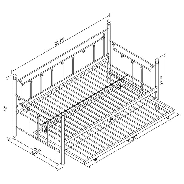 Nocus Gunmetal Twin Daybed with Trundle