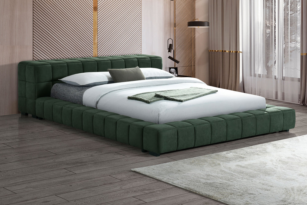 Leopold Upholstered Queen Platform Bed Green