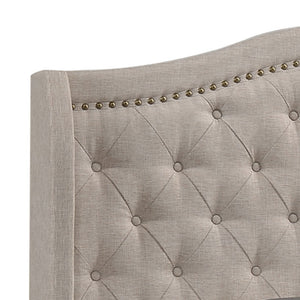 Madeline Upholstered Queen Wingback Bed Beige