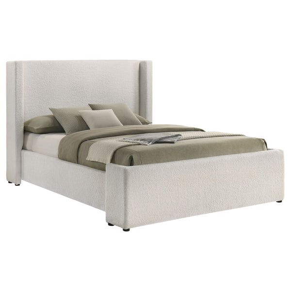 Selene Boucle Upholstered Queen Wingback Bed White