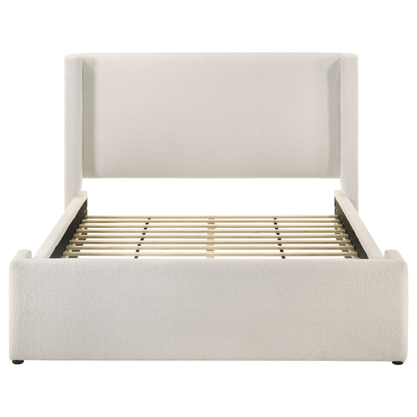 Selene Boucle Upholstered Queen Wingback Bed White