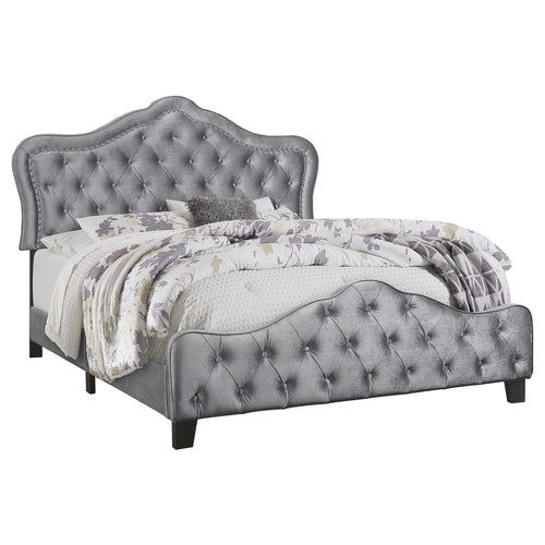 Marisol Upholstered Queen Panel Bed Grey