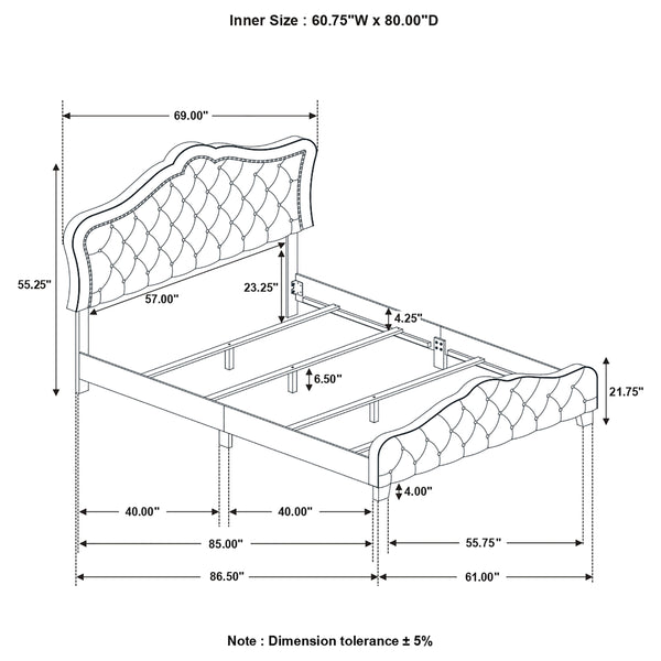 Marisol Upholstered Queen Panel Bed Grey