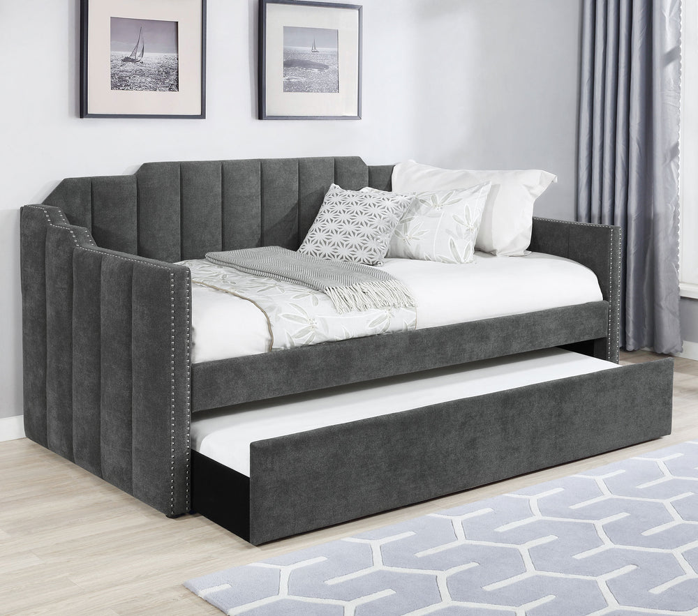 Mason Upholstered Twin Daybed with Trundle Charcoal