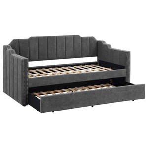 Mason Upholstered Twin Daybed with Trundle Charcoal