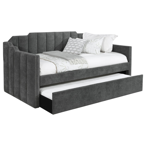 Mason Upholstered Twin Daybed with Trundle Charcoal