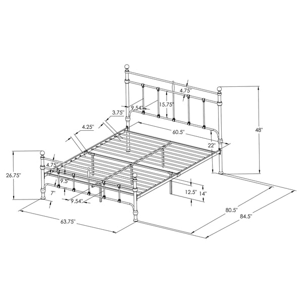 Kai 48-inch Metal Queen Open Frame Bed Matte Black