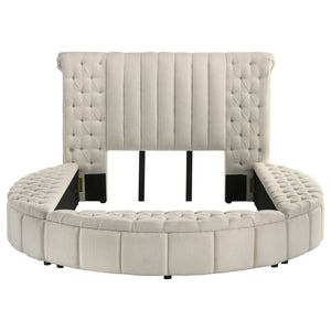 Evander Upholstered Queen Round Storage Bed Ivory