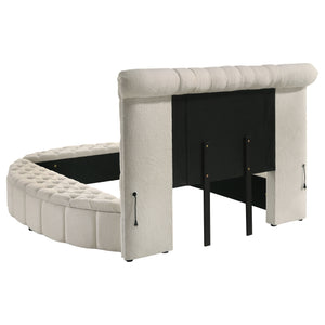 Evander Upholstered Queen Round Storage Bed Ivory