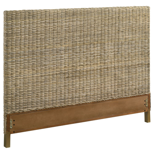 Caden Woven Rattan Queen Panel Headboard Driftwood Grey