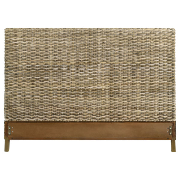 Caden Woven Rattan Queen Panel Headboard Driftwood Grey