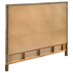 Caden Woven Rattan Queen Panel Headboard Driftwood Grey